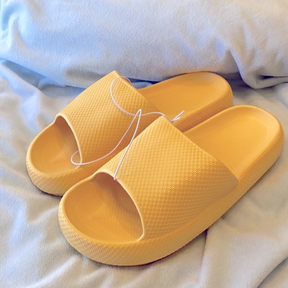 Shoes - MENORE. THICK SOLE YELLOW SLIDES-CUTE-COMFORTABLE